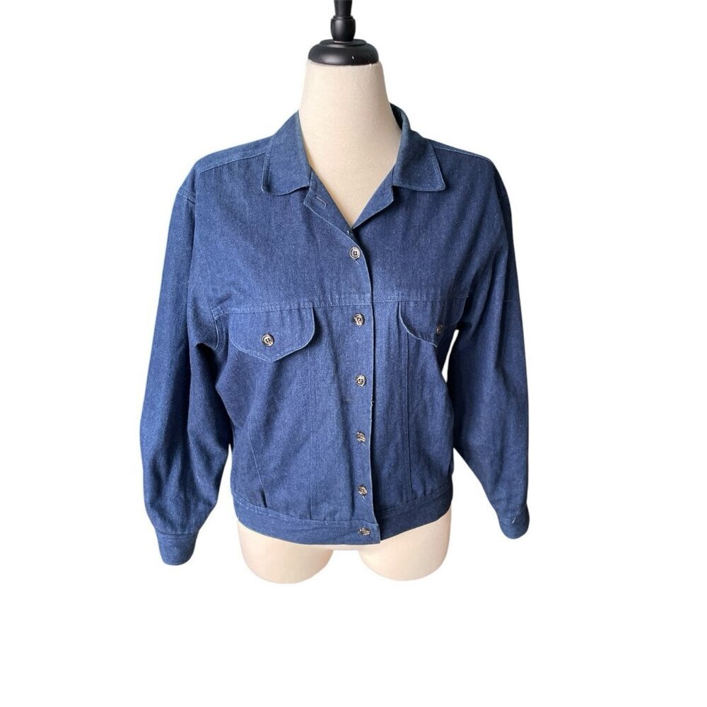 Vintage Tanner Country Denim Jacket Medium With Plaid Lining & Button Front
